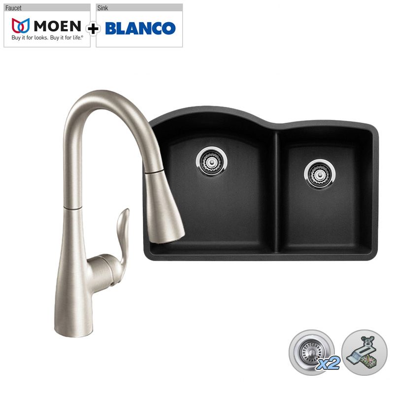 Smart Kits B440179/M7594SRS Spot Resist Stainless Faucet Combo: Blanco ...