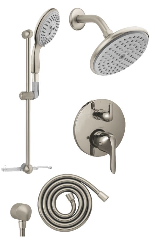 Hansgrohe Brushed Nickel E Shower Faucet with Thermostatic Trim, Volume