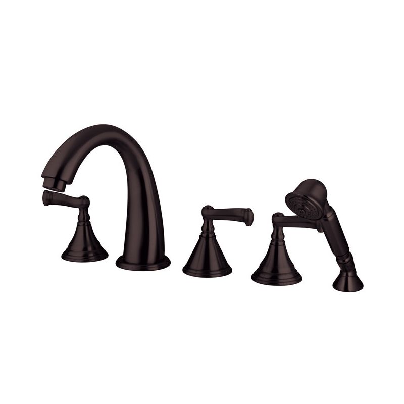 Kingston Brass KS53655FL Oil Rubbed Bronze Widespread Roman Tub Filler Faucet with Personal