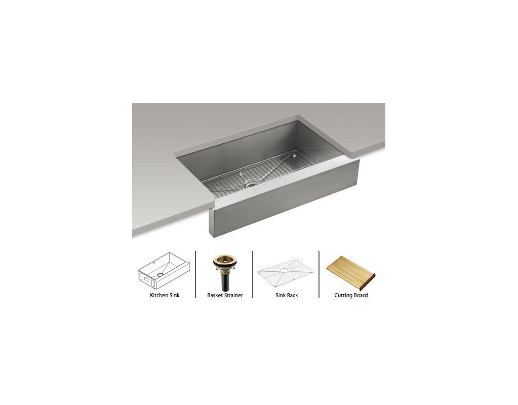 Kohler VaultK3943PackageBV Stainless Sink / Brushed Bronze Basket