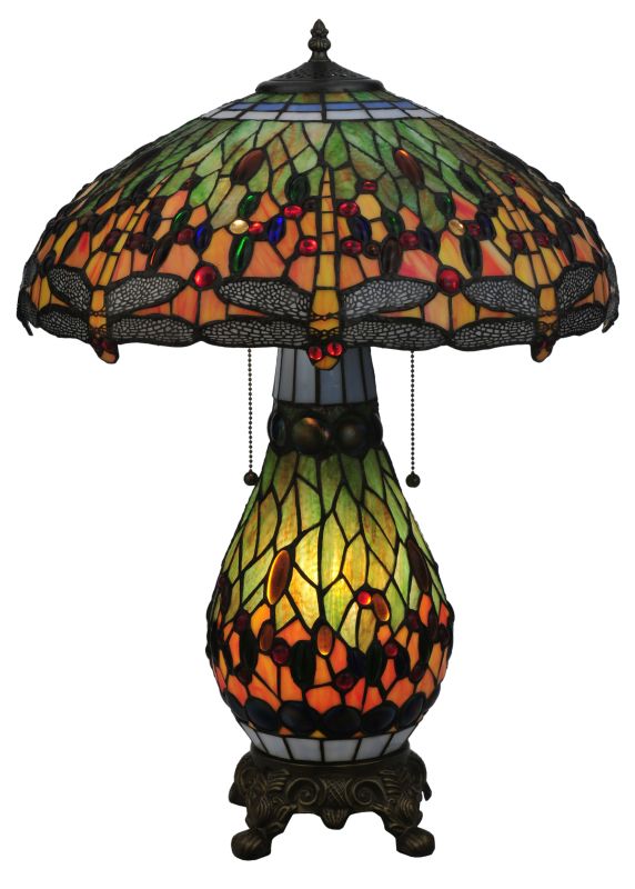 Meyda Tiffany 118845 Orange 25" H Tiffany Hanginghead Dragonfly Lighted