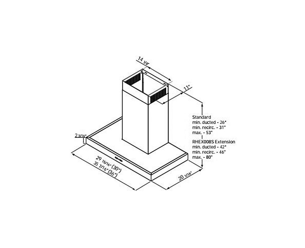 Miseno MH00836AS Stainless Steel Wall Range Hood