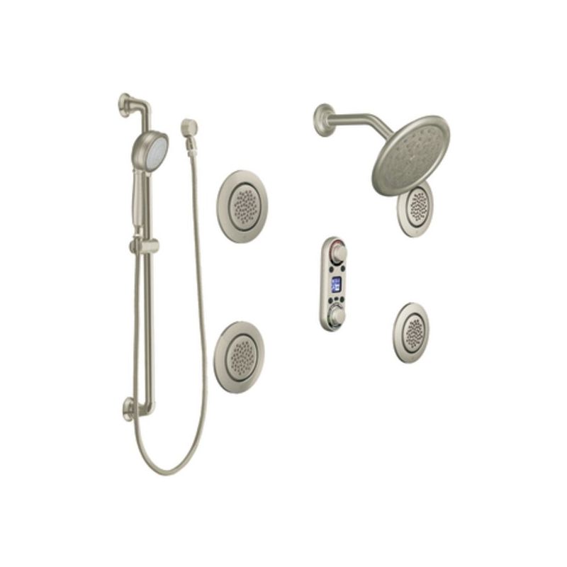 Moen TS296BN Brushed Nickel 7" Rain Shower Head and Vertical Spa with 4