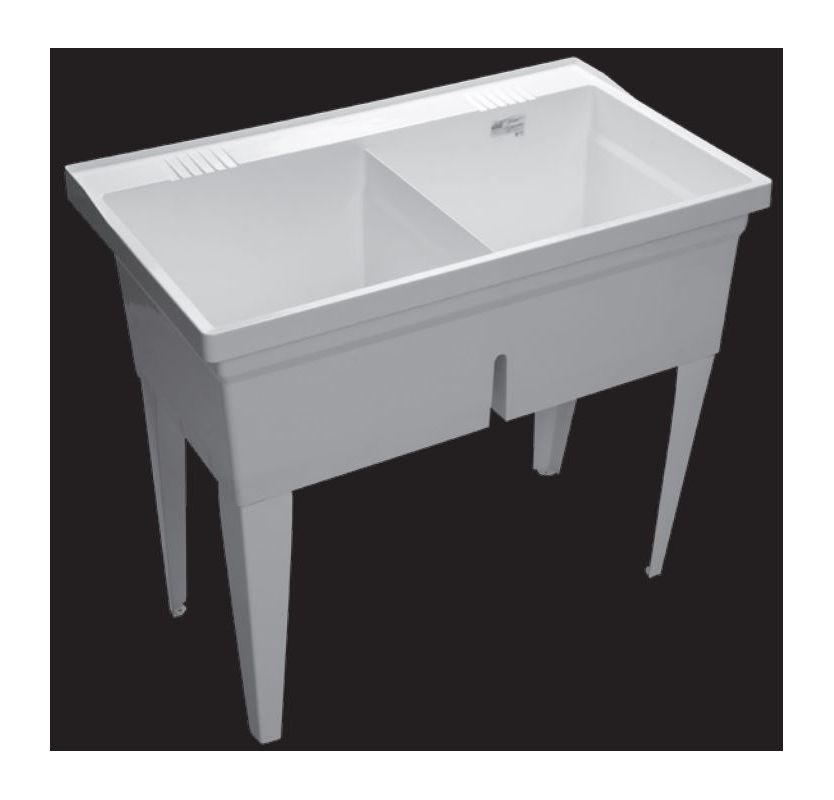 ProFlo PFLT4024 White 40" DoubleBasin Free Standing Laundry Sink with
