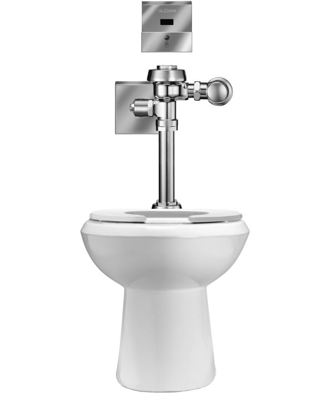 Sloan 2102029 White Efficiency Elongated ADA Height Toilet Less Flushometer and Seat