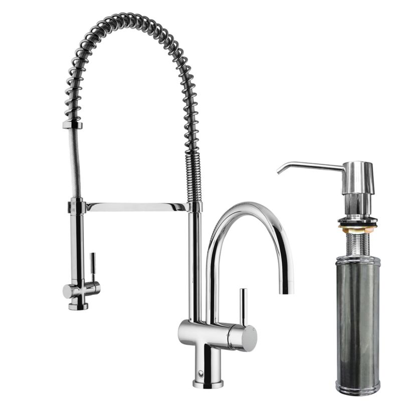 Vigo VG02006CHK2 Chrome Kitchen Faucet Single Handle with PullOut Spray Separate Spout and Soap