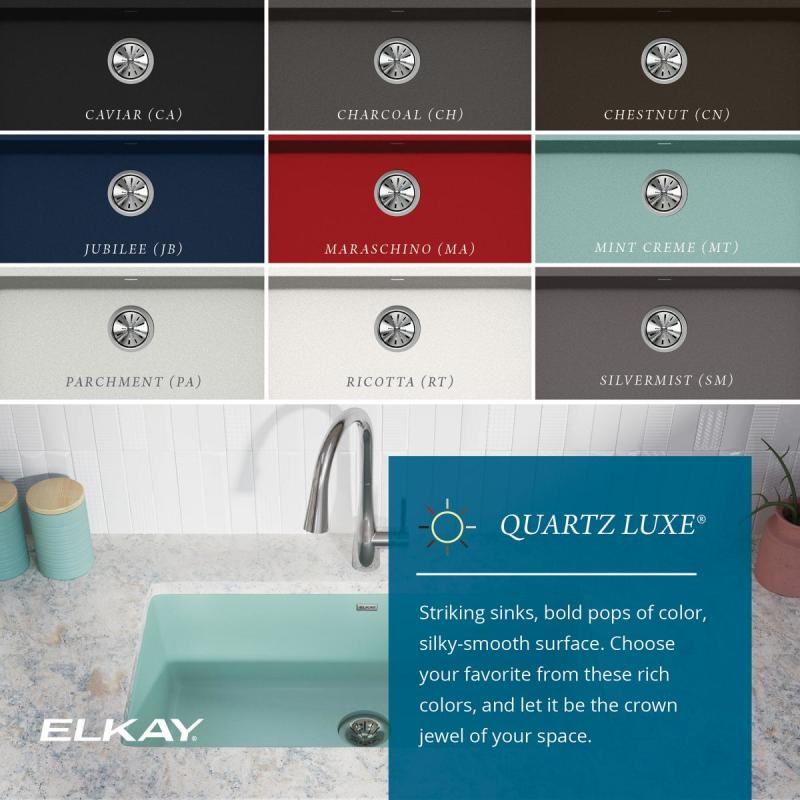 Elkay ELXRUP3620CA0 Quartz Luxe 35-7/8" Undermount Single Basin Quartz ...