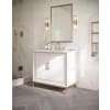 Satin White / Carrara Marble Top / Satin Brass Hardware