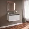 White Glass Vanity with Stone Gray Top