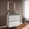 White Glass Vanity with Stone Gray Top
