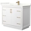 White / Giotto Quartz Top / Satin Bronze Hardware