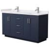 Dark Blue / White Cultured Marble Top / Brushed Nickel Hardware