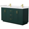 Green / White Cultured Marble Top / Brushed Gold Hardware