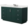 Green / White Quartz Top / Brushed Nickel Hardware