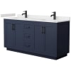 Dark Blue / Carrara Cultured Marble Top / Matte Black Hardware