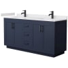 Dark Blue / White Cultured Marble Top / Matte Black Hardware