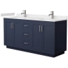 Dark Blue / Carrara Cultured Marble Top / Brushed Nickel Hardware