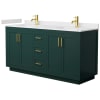 Green / White Cultured Marble Top / Brushed Gold Hardware