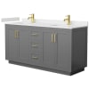 Dark Gray / Carrara Cultured Marble Top / Brushed Gold Hardware