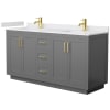 Dark Gray / White Cultured Marble Top / Brushed Gold Hardware