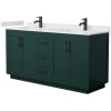 Green / White Cultured Marble Top / Matte Black Hardware