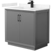 Dark Gray / Carrara Cultured Marble Top / Matte Black Hardware