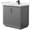 Dark Gray / White Cultured Marble Top / Matte Black Hardware