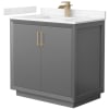 Dark Gray / Carrara Cultured Marble Top / Satin Bronze Hardware