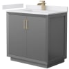 Dark Gray / White Cultured Marble Top / Satin Bronze Hardware