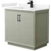 Light Green / Carrara Cultured Marble Top / Matte Black Hardware