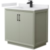 Light Green / White Cultured Marble Top / Matte Black Hardware