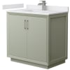 Light Green / White Cultured Marble Top / Brushed Nickel Hardware