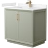 Light Green / Carrara Cultured Marble Top / Satin Bronze Hardware