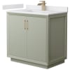 Light Green / White Cultured Marble Top / Satin Bronze Hardware