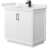 White / White Cultured Marble Top / Matte Black Hardware