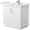 White / White Cultured Marble Top / Satin Bronze Hardware