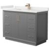 Dark Gray / White Quartz Top / Satin Bronze Hardware