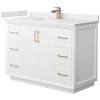 White / White Quartz Top / Satin Bronze Hardware