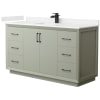 Light Green / Carrara Cultured Marble Top / Matte Black Hardware