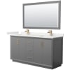 Dark Gray / White Quartz Top / Satin Bronze Hardware