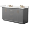 Dark Gray / White Quartz Top / Satin Bronze Hardware