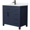 Dark Blue / Carrara Cultured Marble Top / Matte Black Hardware