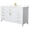 White / Carrara Cultured Marble Top / Brushed Gold Hardware