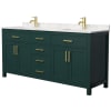 Green / Carrara Cultured Marble Top / Brushed Gold Hardware