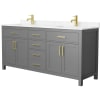 Dark Gray / Carrara Cultured Marble Top / Brushed Gold Hardware