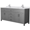 Dark Gray / White Cultured Marble Top / Brushed Nickel Hardware