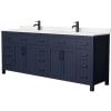 Dark Blue / Carrara Cultured Marble Top / Matte Black Hardware