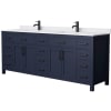 Dark Blue / White Cultured Marble Top / Matte Black Hardware