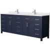 Dark Blue / White Cultured Marble Top / Brushed Nickel Hardware