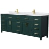 Green / White Cultured Marble Top / Brushed Gold Hardware
